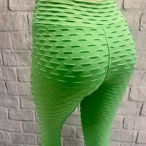 Brazilian High Waisted Texture Leggings- Green
